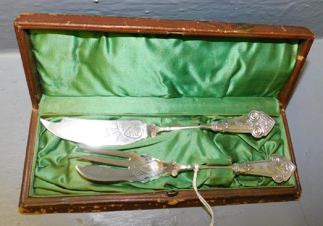 N. Harding coin silver fish set in case (1 of 2)