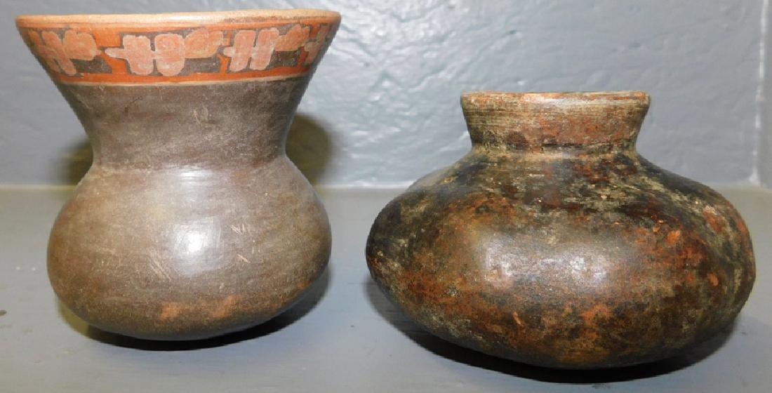 2 Ancient Pre-Colombian vessels: 2 Ancient Pre-Colombian vessels. Height to 3".