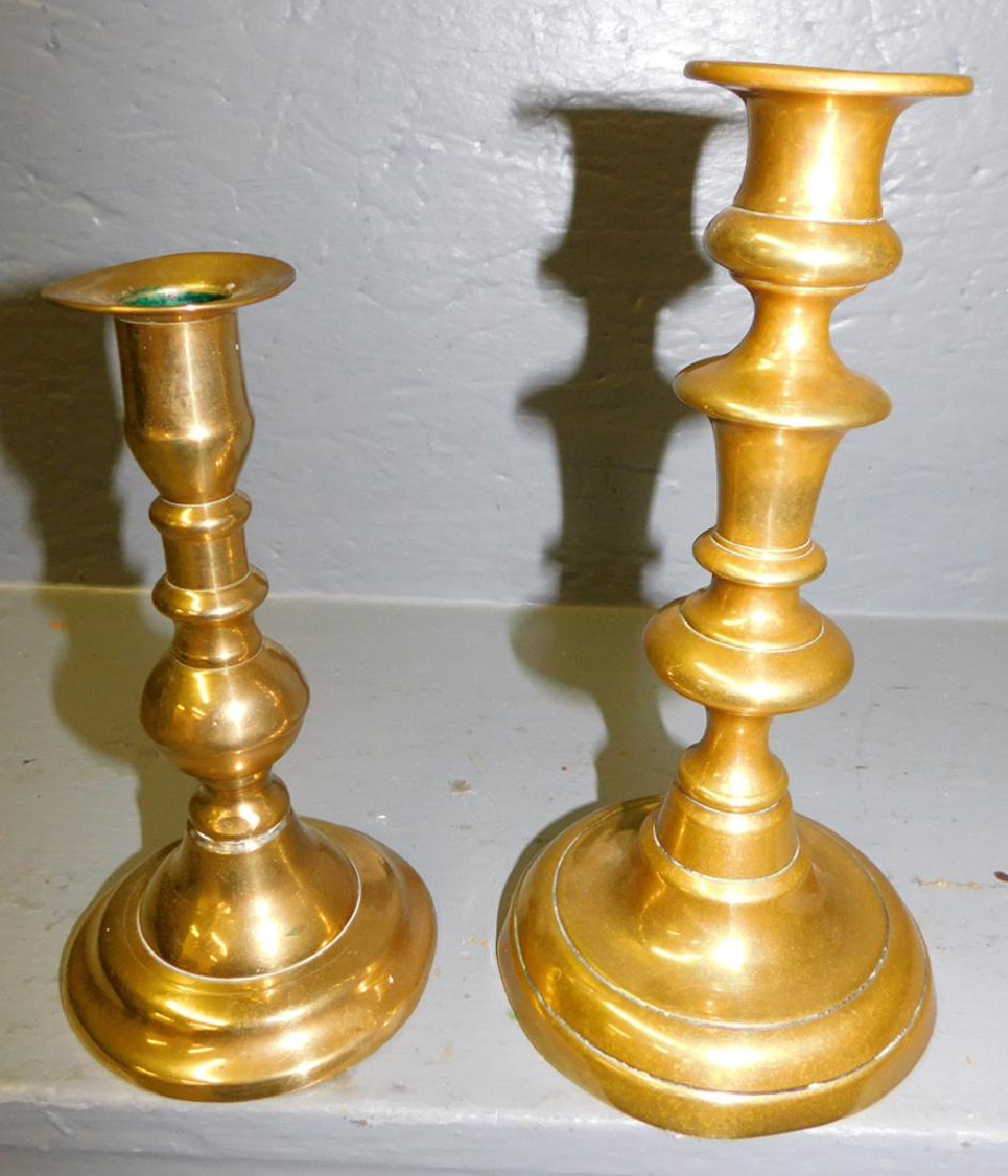 Pair of brass push up candlesticks (1 of 2)