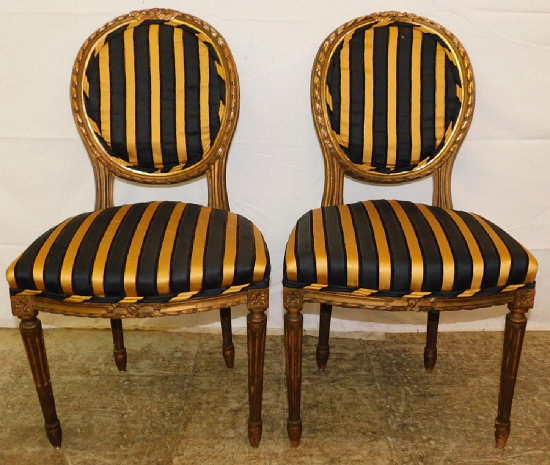 Pr. carved paint dec. French side chairs (1 of 3)