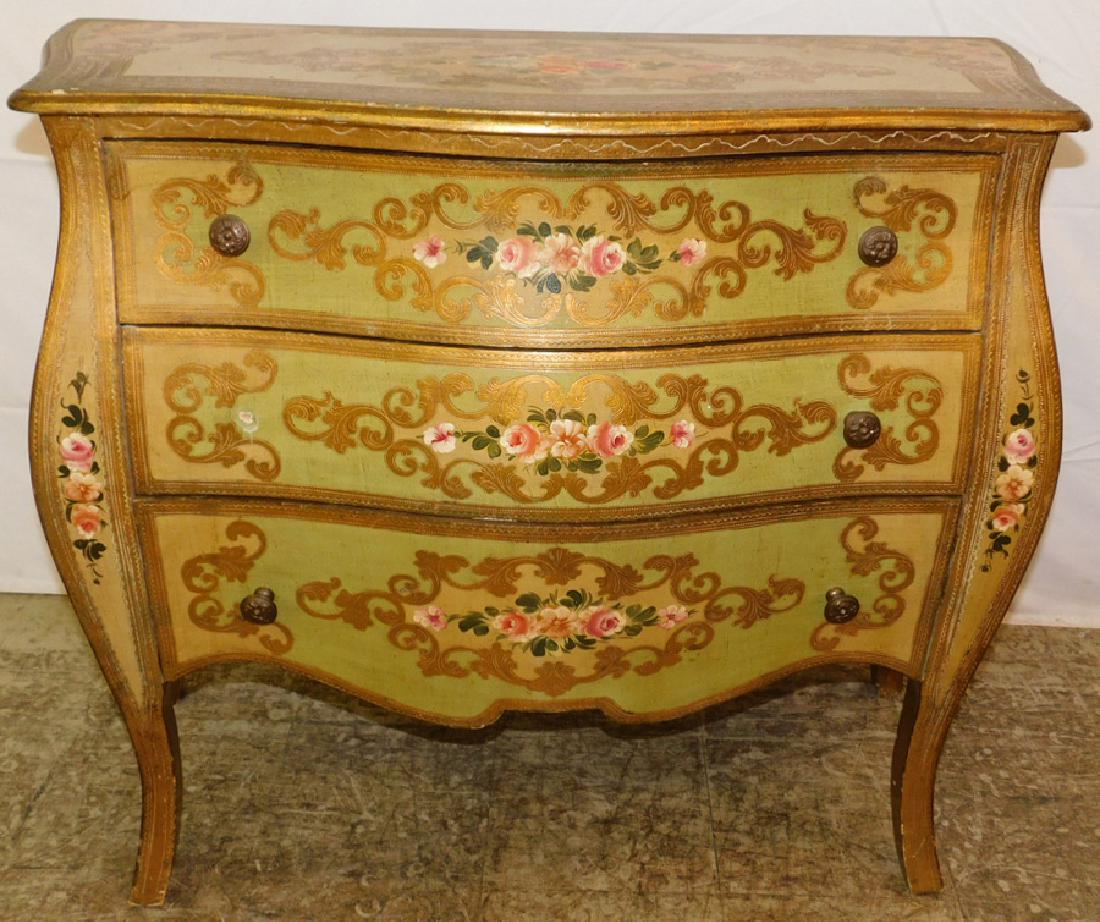 Paint decorated 3 drawer commode (1 of 5)