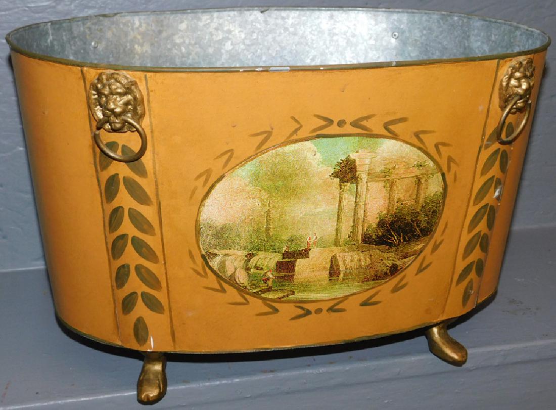 Tole Painted  Zinc Lined Footed Jardiniere (1 of 3)