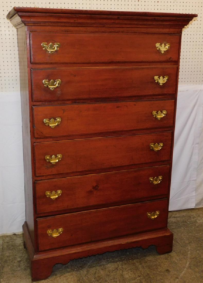 18th C Pine Six Drawer American Tall Chest (1 of 2)