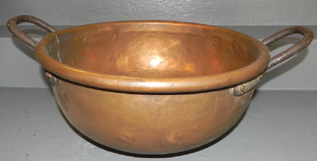 19th C Two Handle Copper Round Base Pot (1 of 2)