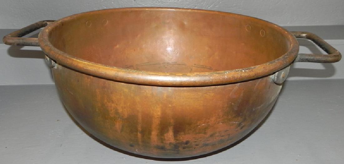 19th C Round Bottom  2-Handle Copper  Pot (1 of 2)
