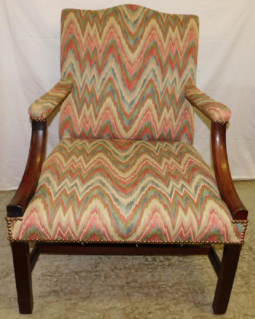 19th C Mahogany Stretcher Base Armchair (1 of 3)