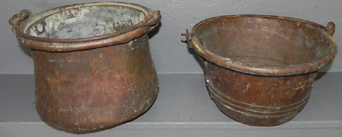Two 19th C Copper Buckets With Handles (1 of 1)