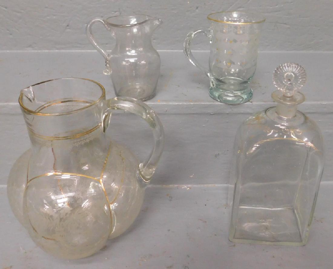 4 Piece 19th C Anglo Irish Clear glass: 4 Piece 19th C Anglo Irish Clear glass. Up To 9 3/4" H