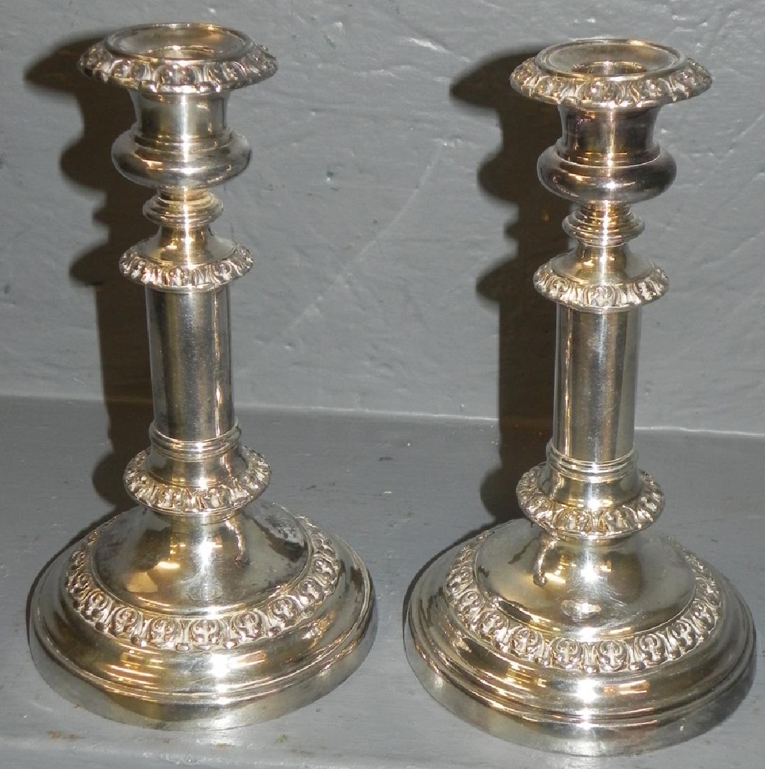 Pair English Sheffield Telescopic Candlesticks (1 of 2)