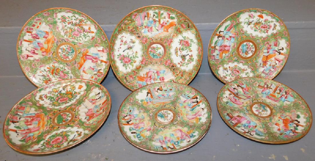 Set 6 19th C Rose Medallion Plates (1 of 2)