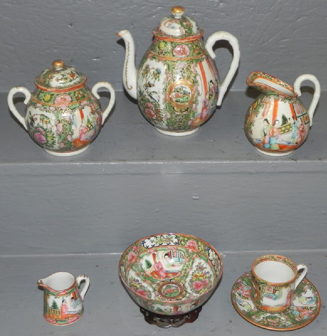 19th C Rose Medallion 3 Piece Tea Set (1 of 3)