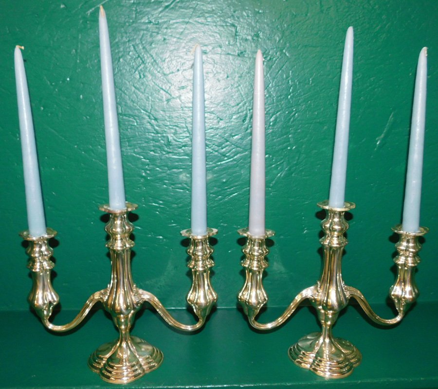 Pair Sterling 3 Light Candelabras (1 of 3)