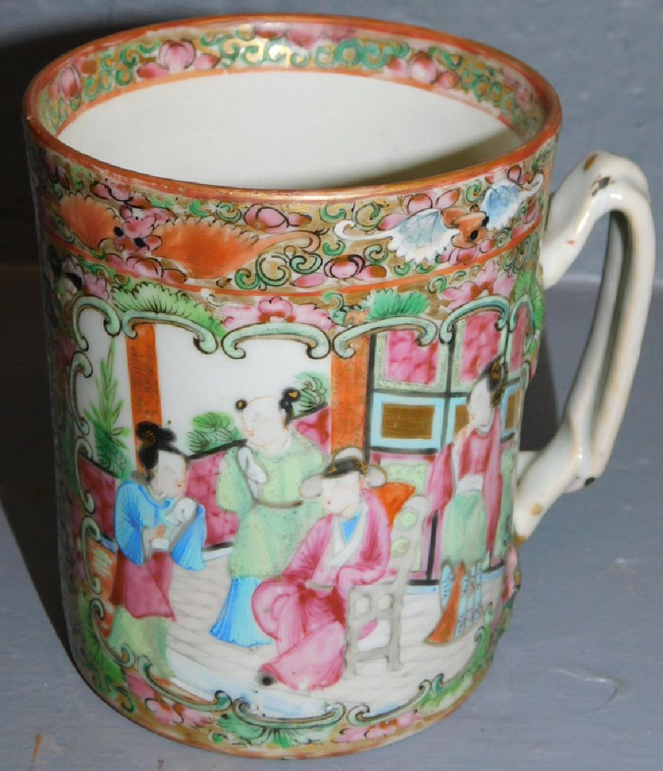 19th C Rose Medallion Cup w/ Twist Handle (1 of 3)