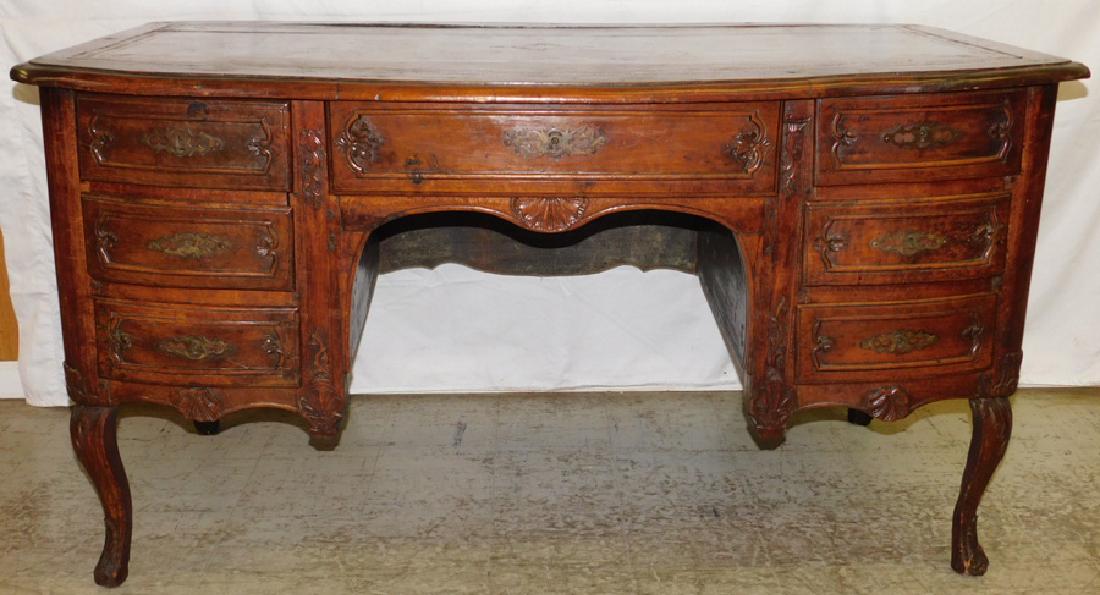 18th C Fr Walnut Tooled Leather Top Desk (1 of 7)