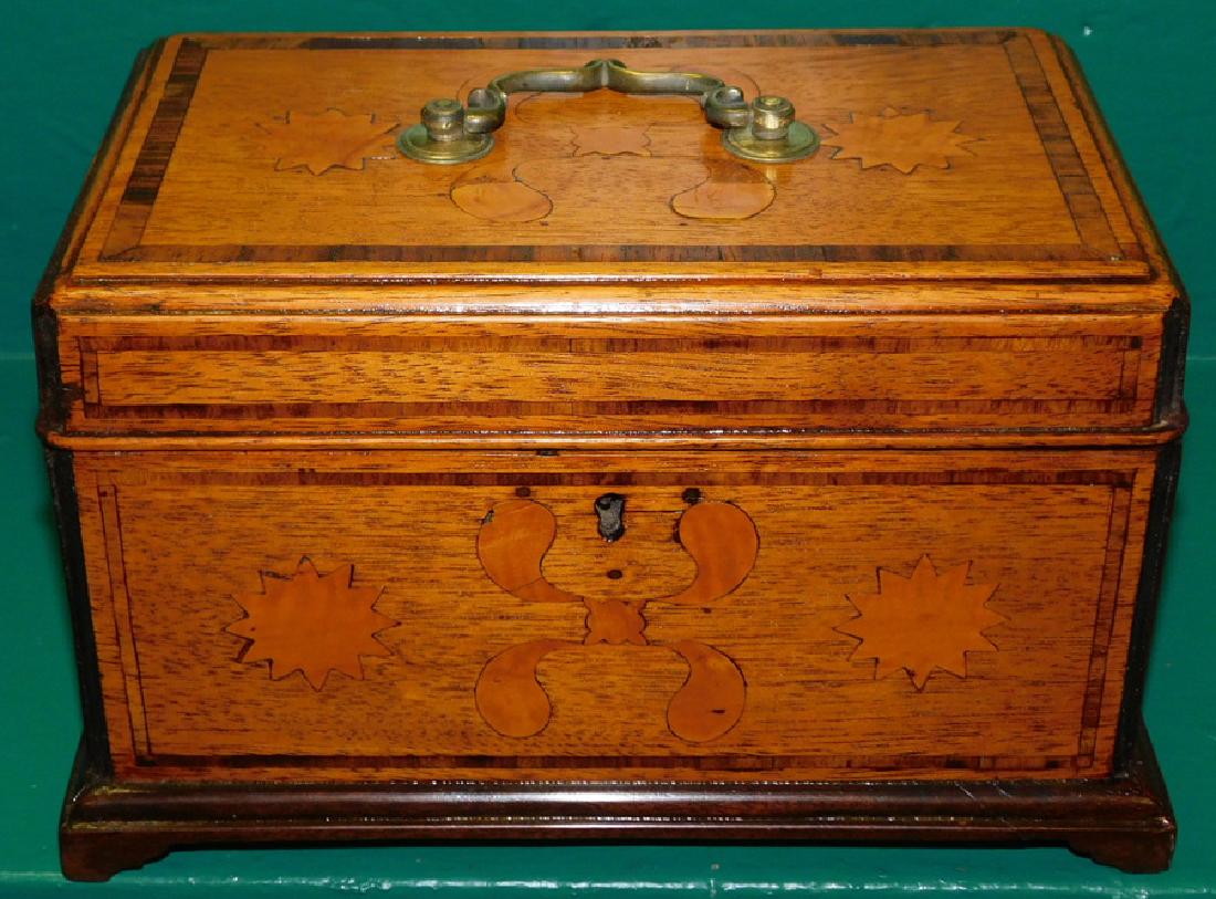 18th C Mahog Chippendale Inlaid Tea Caddy (1 of 4)