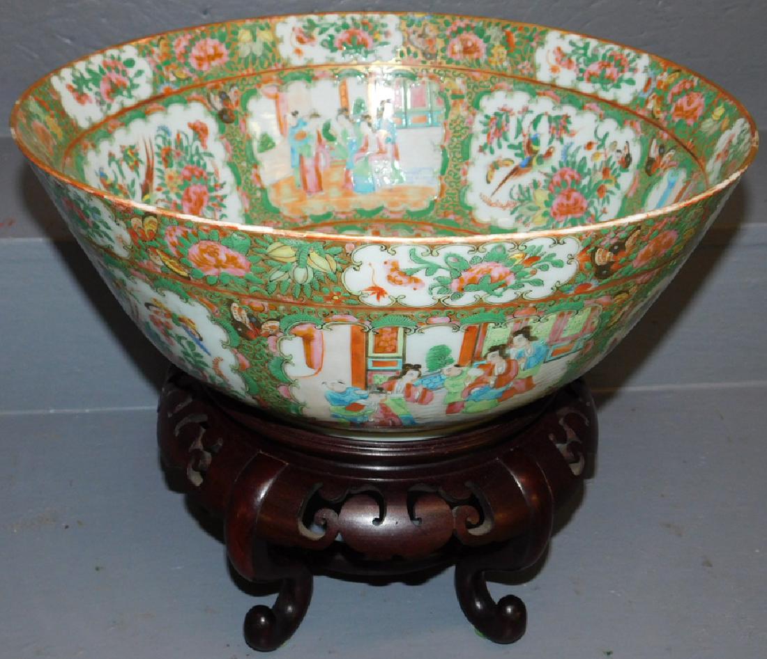 19th C Rose Medallion Punch Bowl On Stand (1 of 3)
