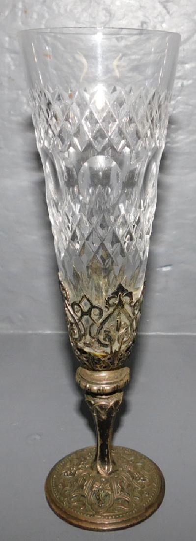 Sterling & Cutglass Vase: Sterling & Cutglass Vase . 8" H