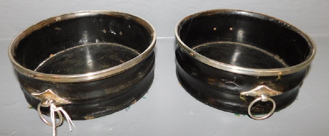 Pr Paper Mache Georgian Silver Wine Coasters: Pair Paper Mache Georgian Silver Wine Coasters. 5 1/4" Diameter