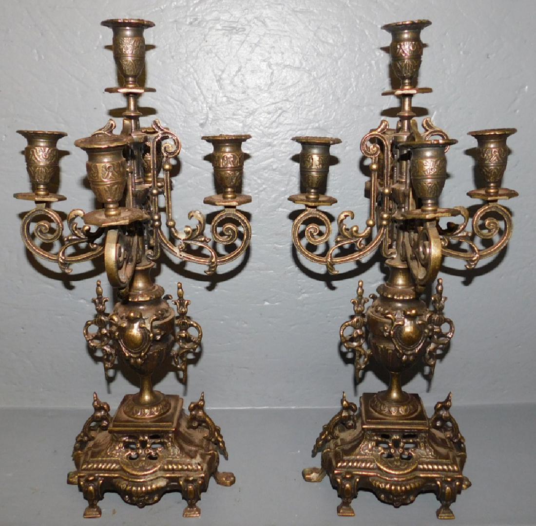 Pair Bronze 5 light Candelabras (1 of 4)