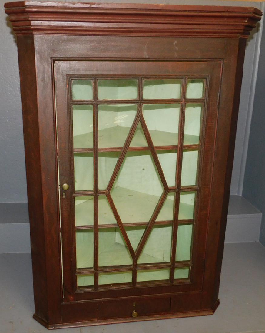 Grain Painted Glass Door Hanging Cupboard (1 of 2)