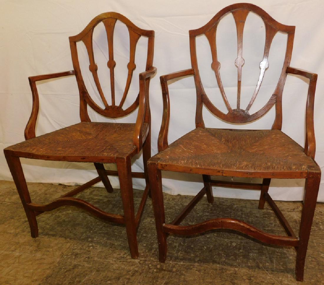 Pair Primitive Cherry Chippendale Armchairs (1 of 2)