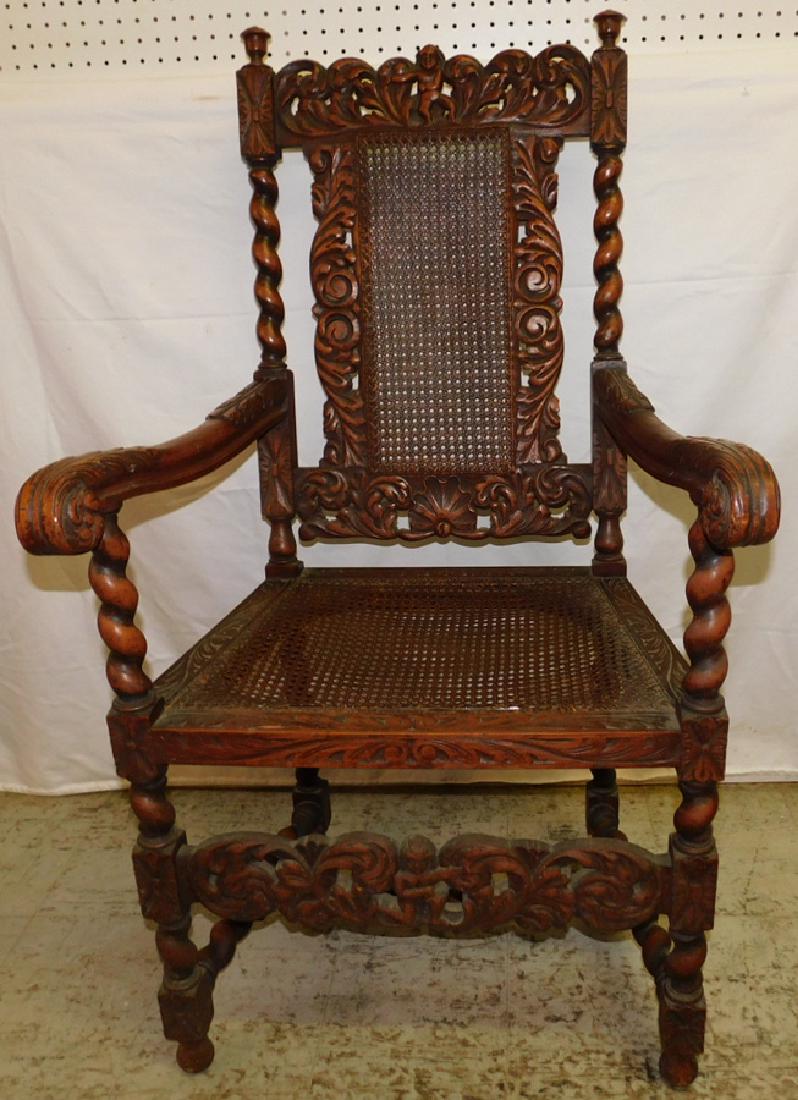 Walnut Cane Seat & Back Jacobean Chair (1 of 4)