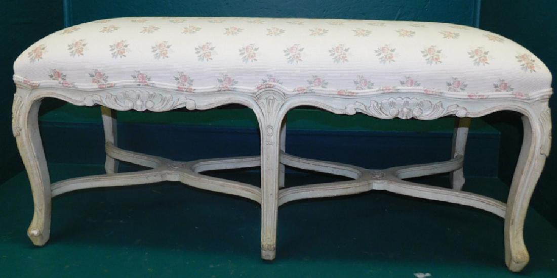 French Pntd Stretcher Base Window Bench (1 of 3)