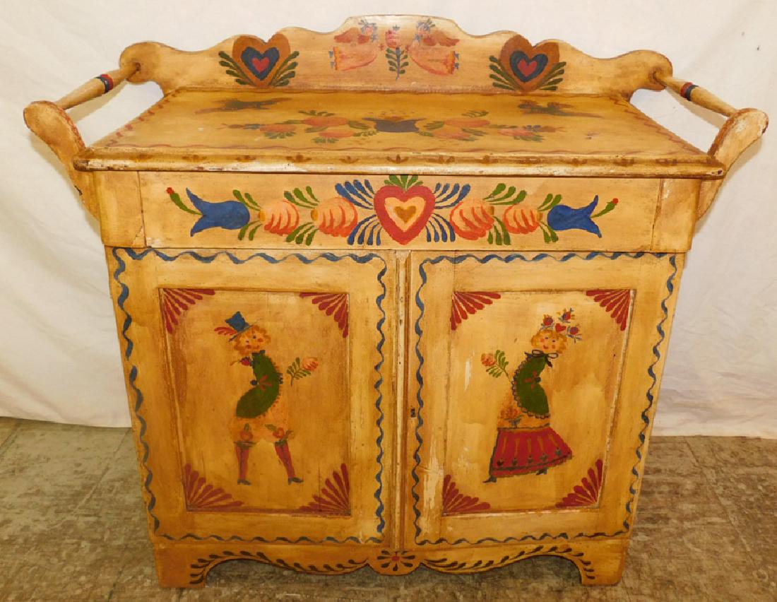 Paint Decor. Wash Stand Signed On Back (1 of 7)