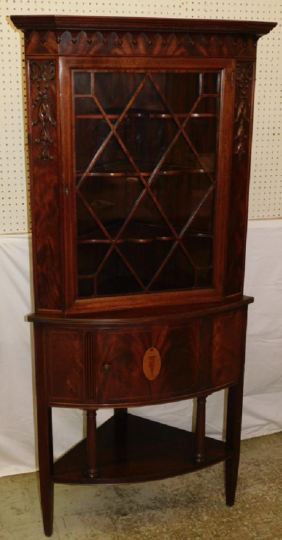Wm Kent Mah Bow Front Corner Cupboard (1 of 7)