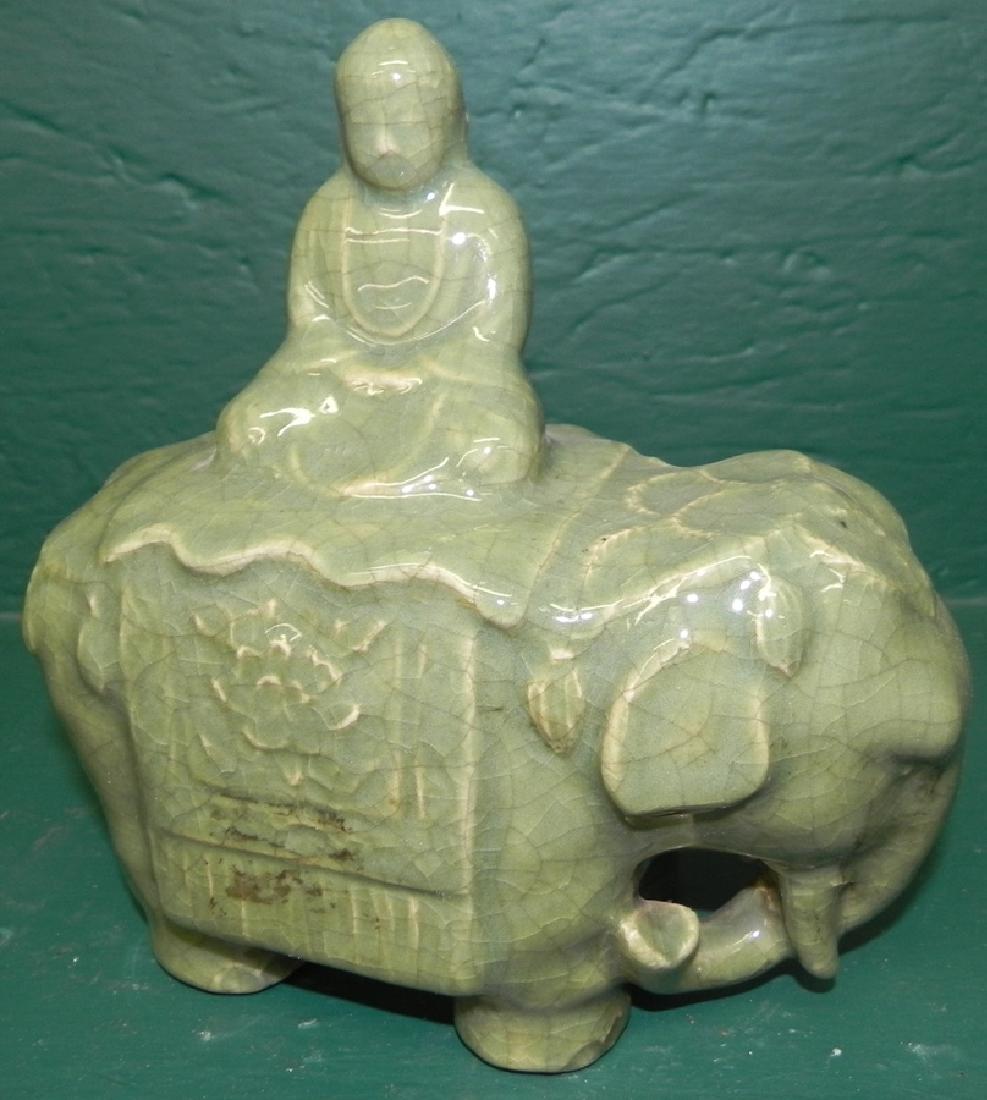 Oriental Celadon Elephant: Oriental Celadon Elephant. 7 1/2" H