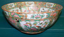 18th C Rose Medallion Punch Bowl