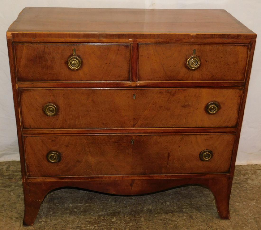 19th C Mahogany HW 2/2 Bachelor's Chest: 19th C Mahogany Hepplewhite 2/2 Bachelor's Chest. 35" W 16" D 33 1/2" H