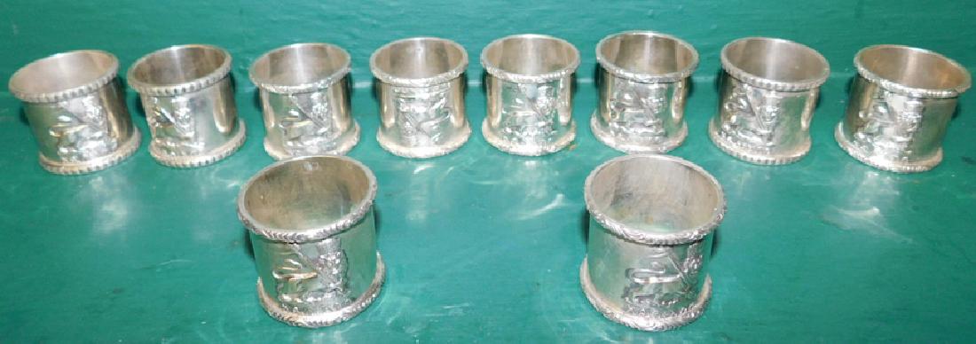 10 Continental .830 Silver Napkin Rings 12.75 Toz: Set 10 Continental .830 Silver Napkin Rings 12.75 Toz.
