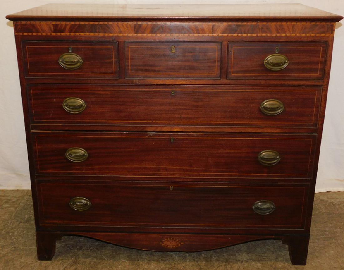 Mahogany English 3/3 Dr Hepplewhite Chest: Mahogany English 3/3 Drawer Hepplewhite Chest. 46 1/2" W 21 1/2" D 41" H