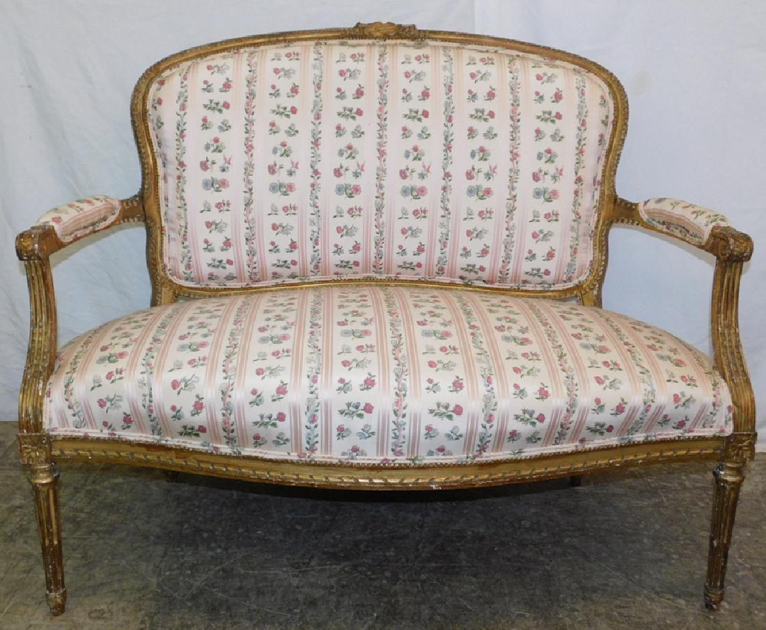 Louis XVI Style Carved Settee: Louis XVI Style Carved Settee. 36" H