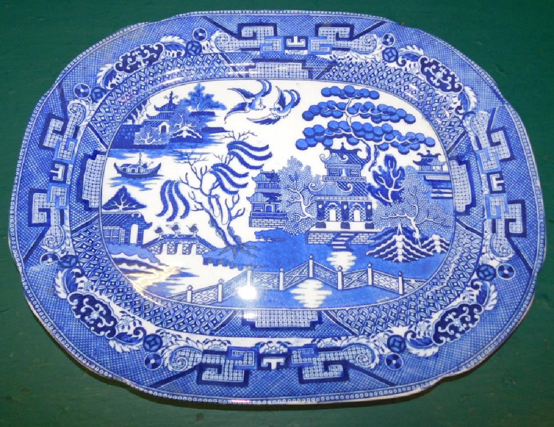 English Blue Willow Platter: English Blue Willow Platter. 15 1/2" X 12 1/2"