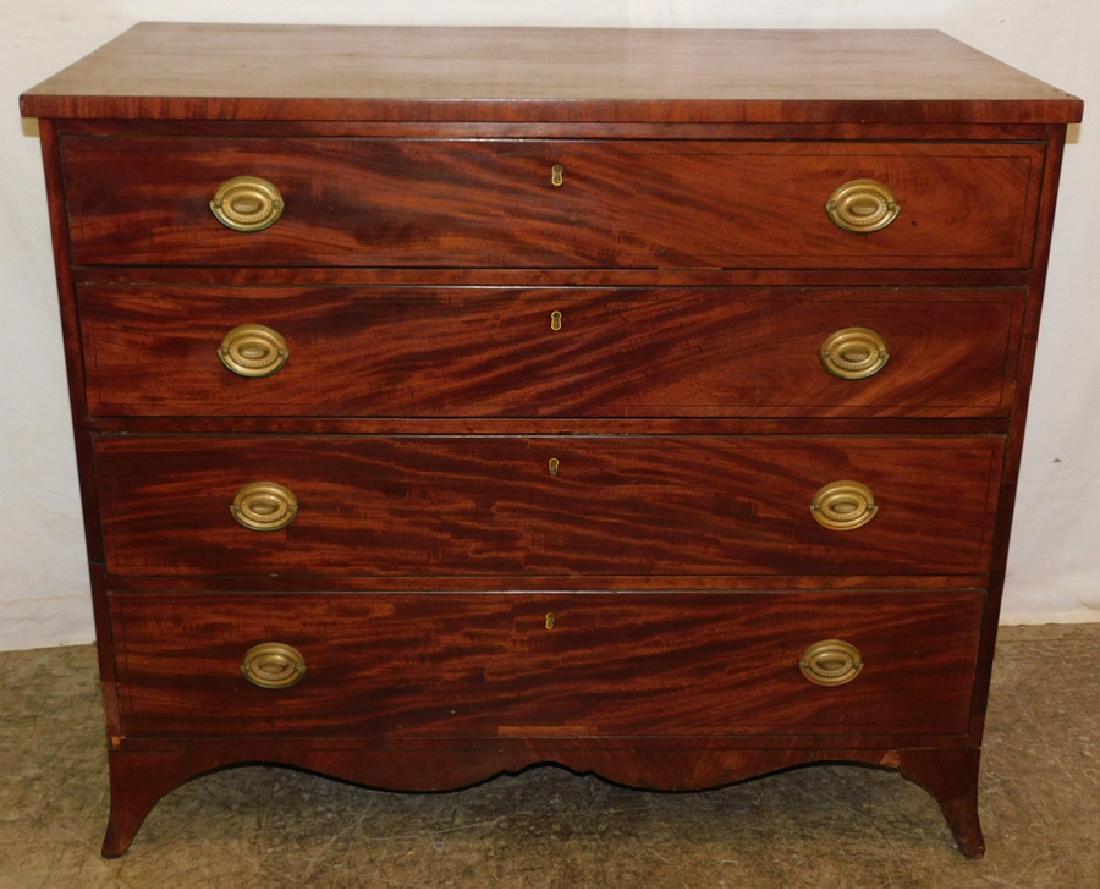 19th C Four Drawer Mahogany HW NE Chest: 19th C Four Drawer Mahogany Hepplewhite New England Chest. 45" W 22 1/2" D 39" H