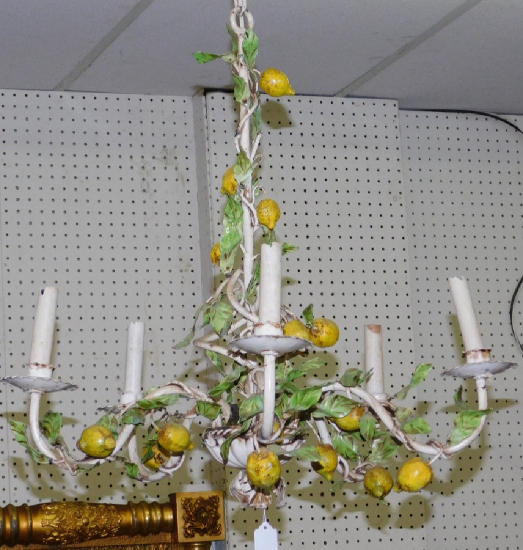5 Light Tole Painted Light Fixture: 5 Light Tole Painted Light Fixture. 24" H