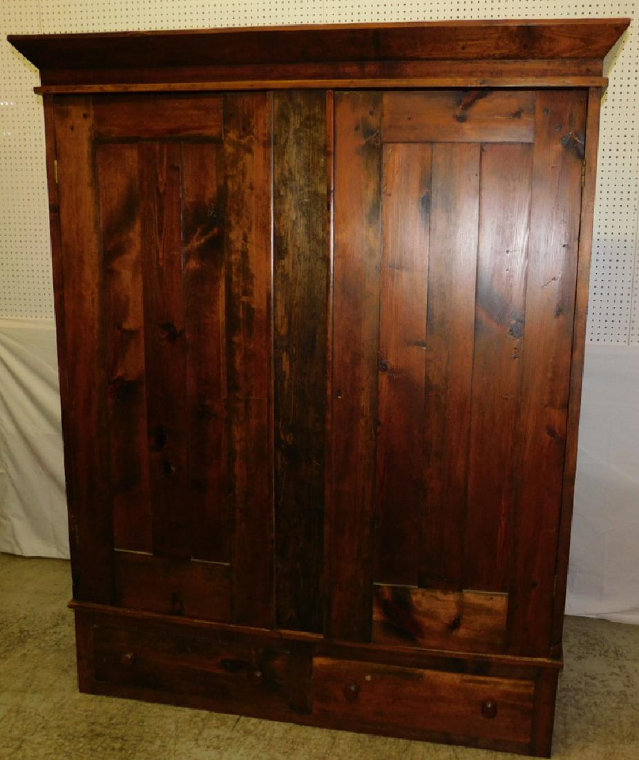 NC pine primitive 2 door wardrobe (1 of 6)