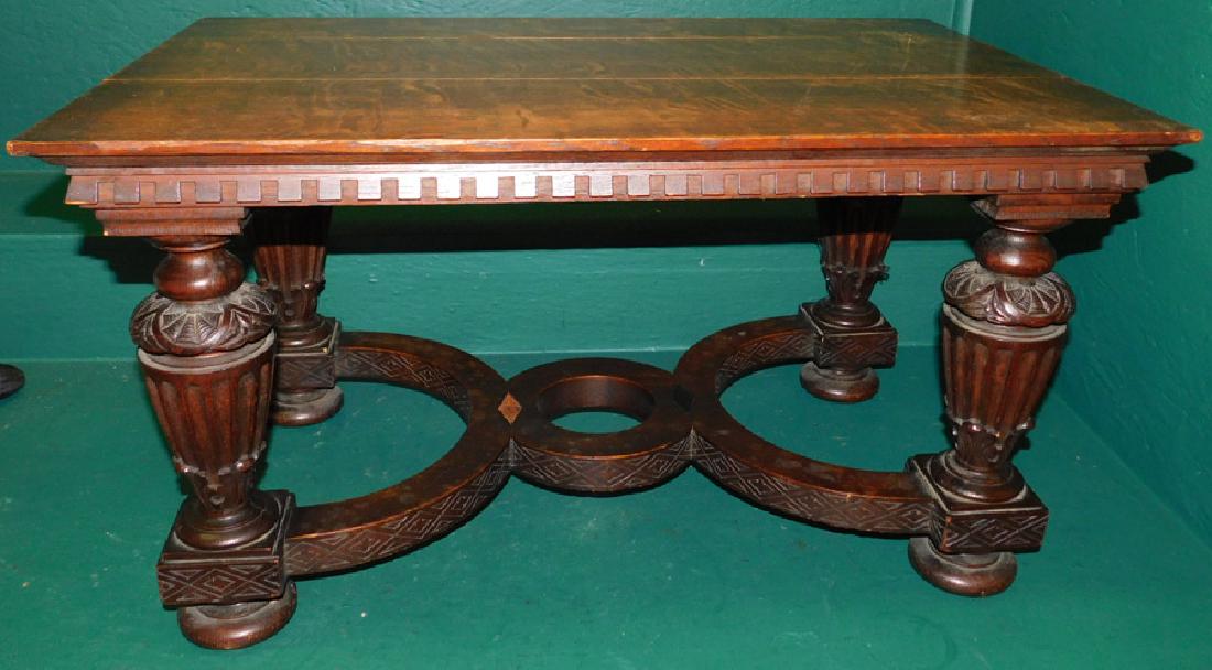 Quarter Sawn oak carved base coffee table (1 of 3)