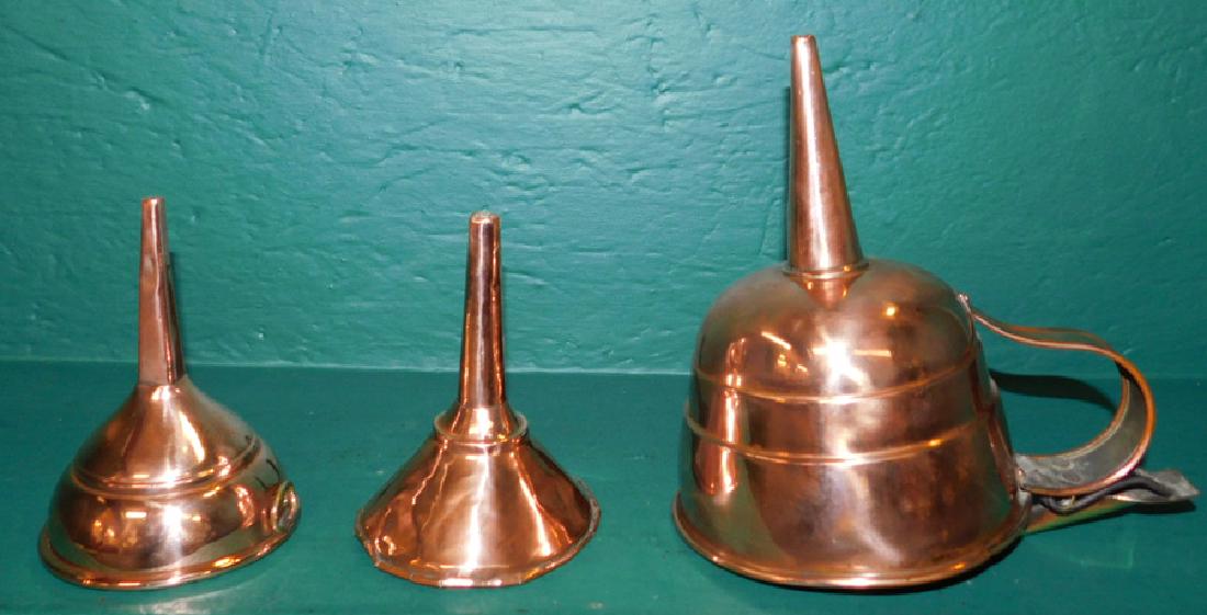 3 Antique copper funnels (1 of 4)