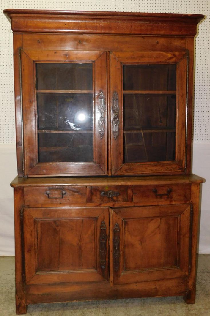 18th C cherry French glass front cupboard (1 of 5)