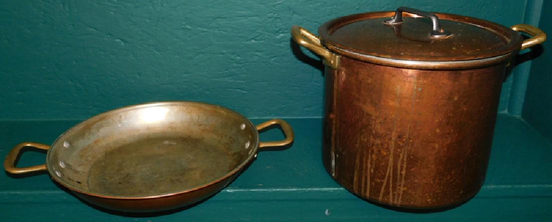 Copper covered pot and 2 handled copper pan (1 of 4)