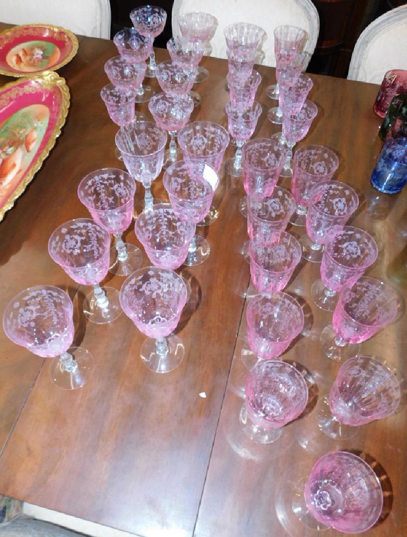 35 pieces of Fostoria etched glass stemware (1 of 3)