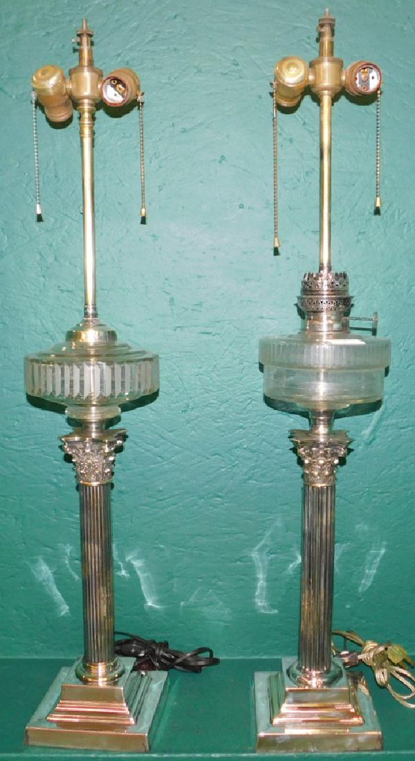 2 English silver on brass banquet lamps (1 of 3)