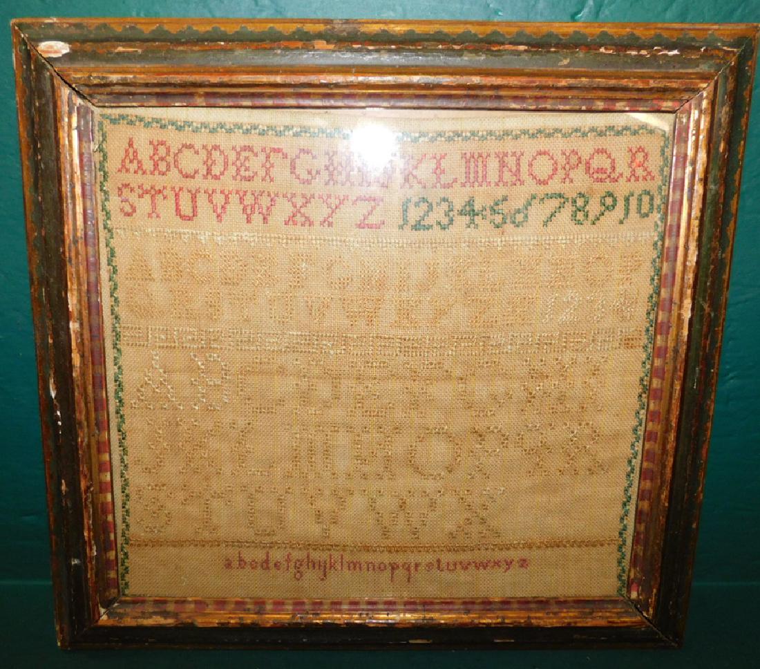 19th C needlework sampler: 19th C needlework sampler. 15 1/4" x 14"