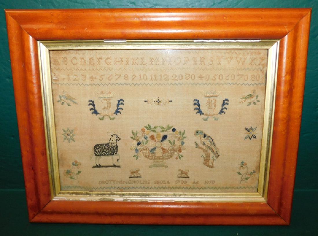 Needlework sampler dated 1850 (1 of 3)
