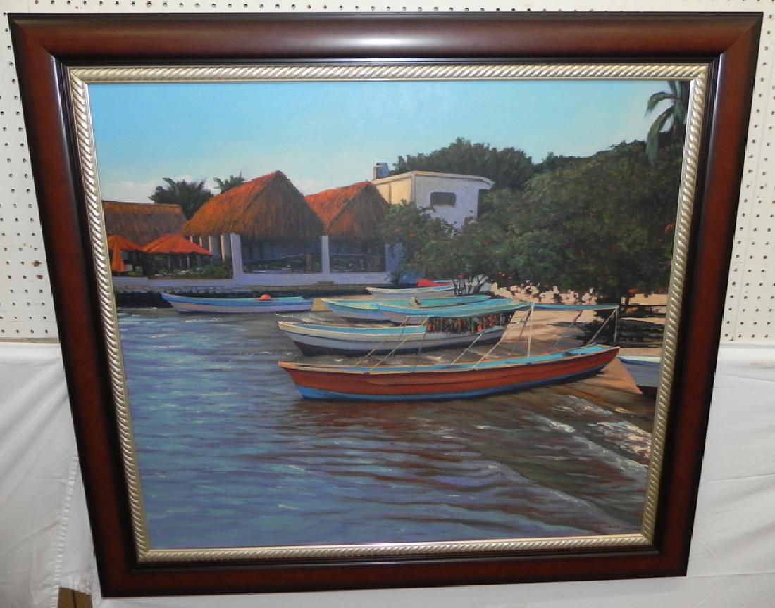 Signed Swimm boat scene painting (1 of 2)