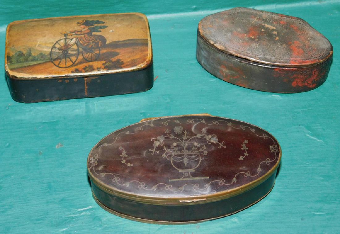 3 Paper Mache snuff boxes (1 of 2)