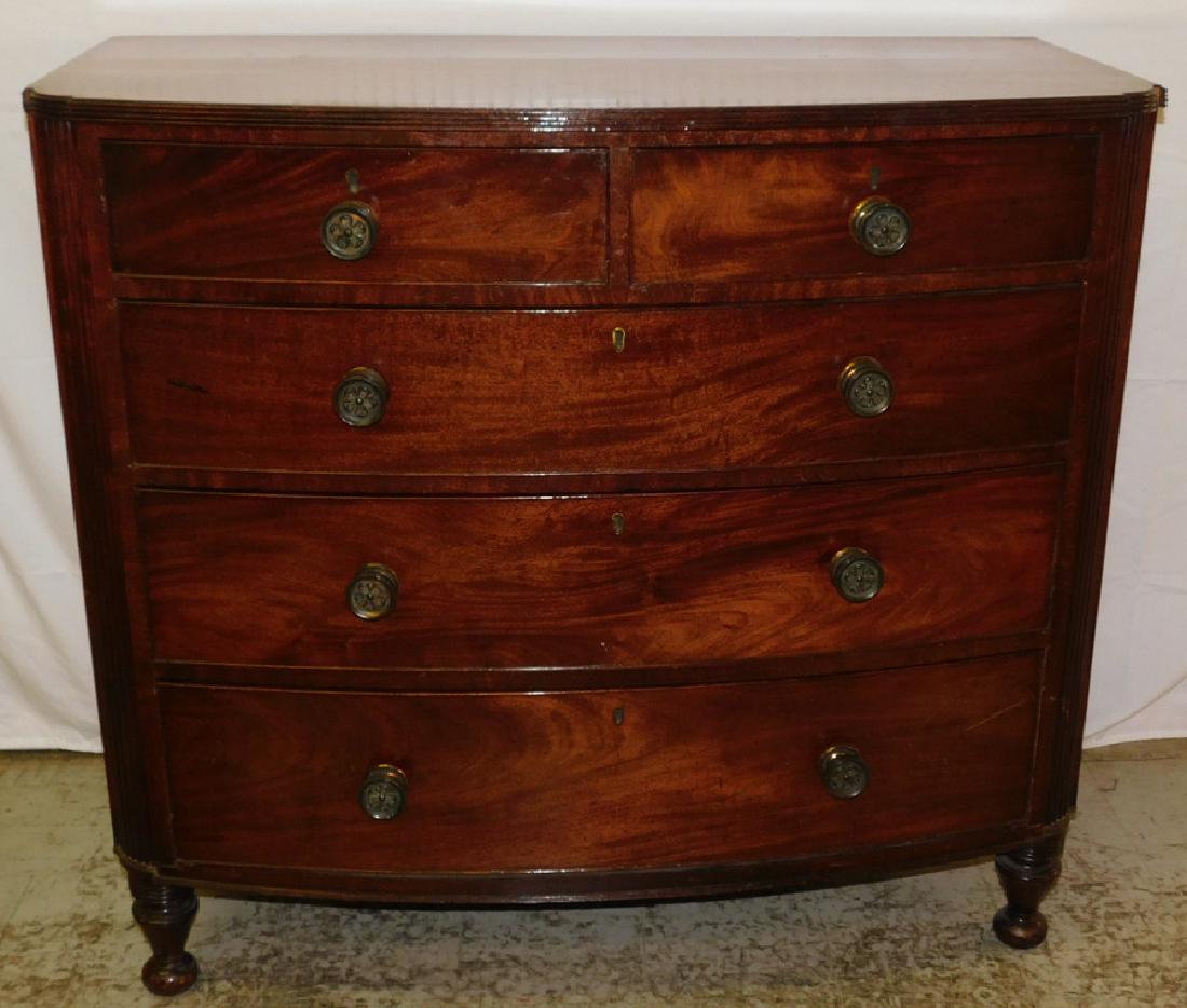 Mahogany bowfront Sheraton 2/3 chest (1 of 4)